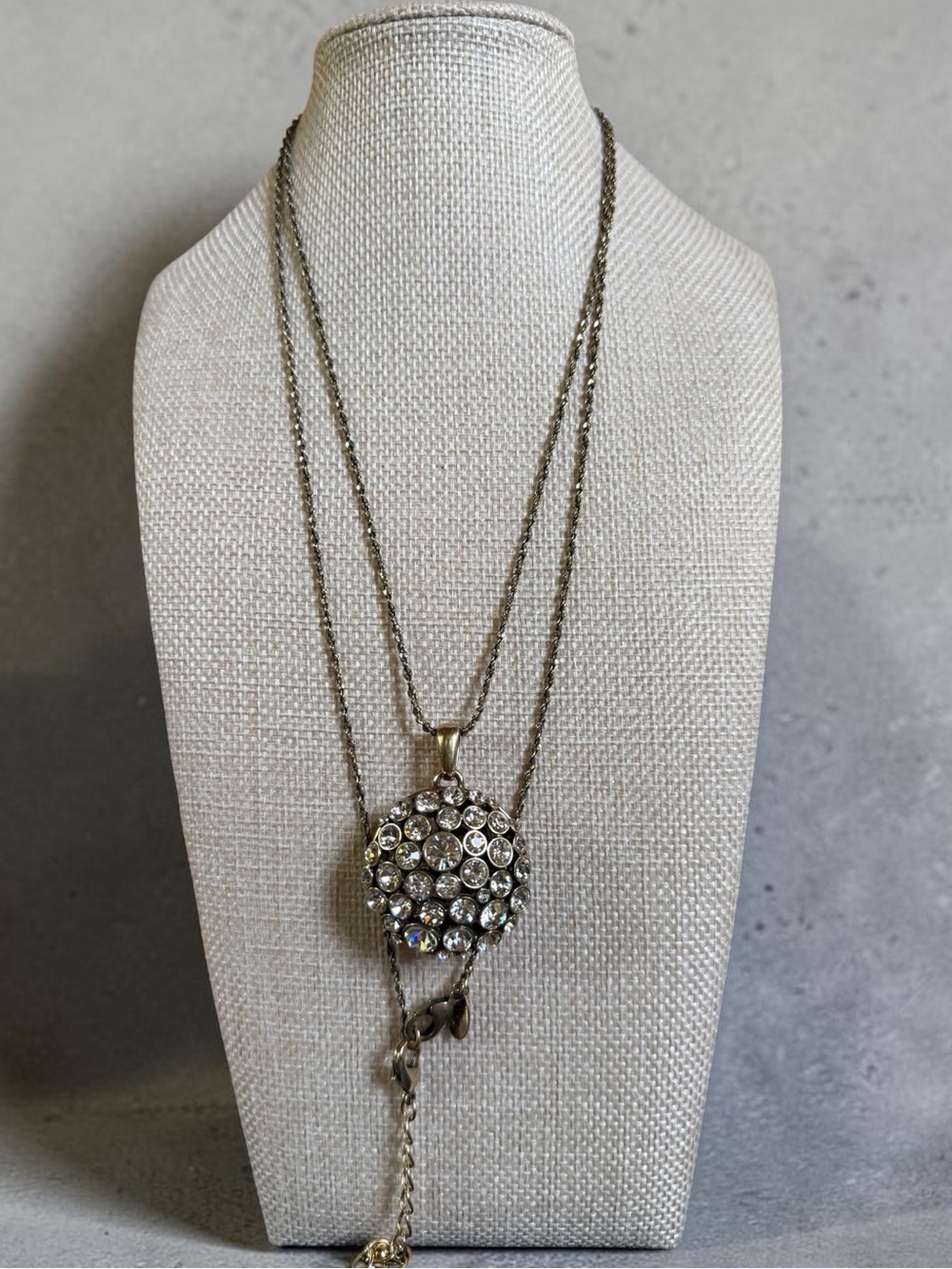 Vintage Kiam Family by Lia Sophia Crystal Cluster Pendant Long Necklace